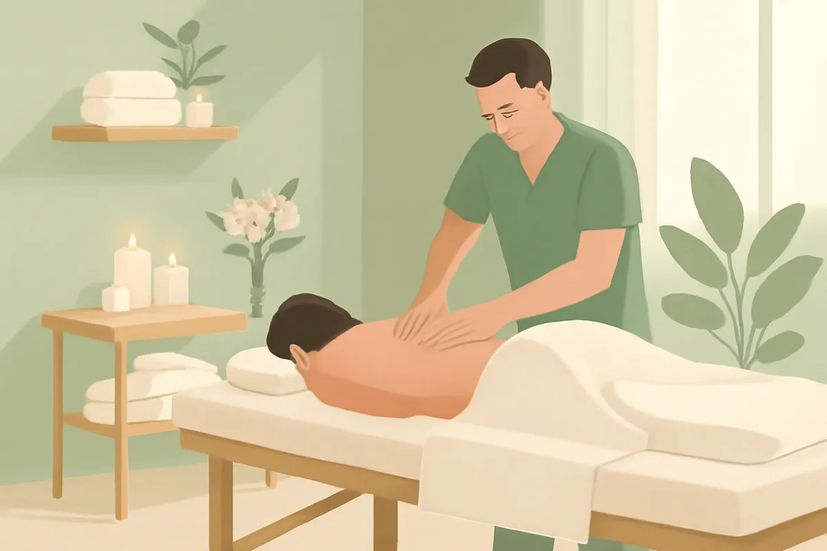 Illustration du métier de praticien en massage bien-être — formation Praticien en Massage Bien-être